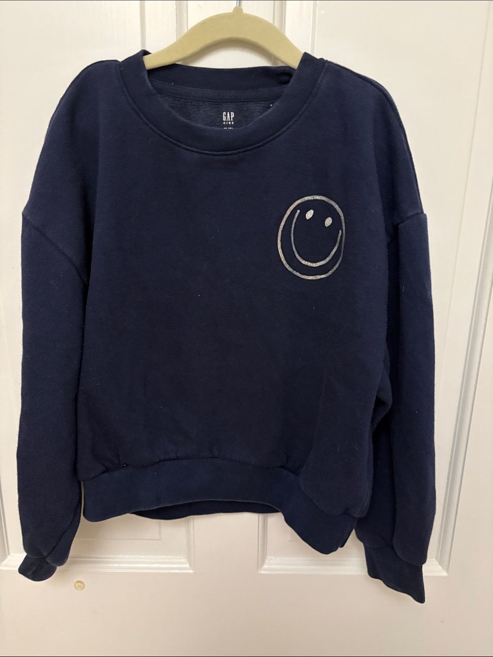 Girls Medium (8) GAP Sweatshirt with Silver Smiley Face